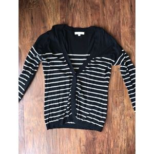 Black and Tan striped, button down cardigan
